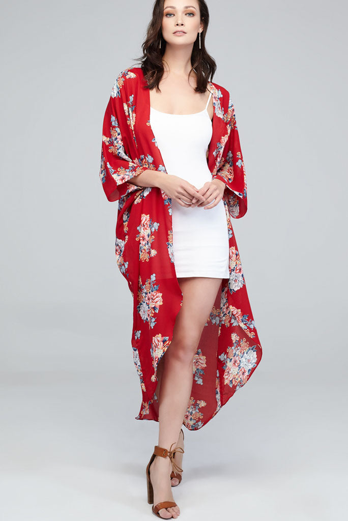 Red maxi hot sale kimono